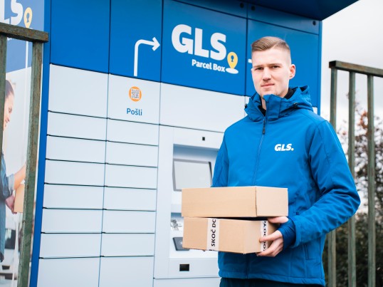 man at GLS box