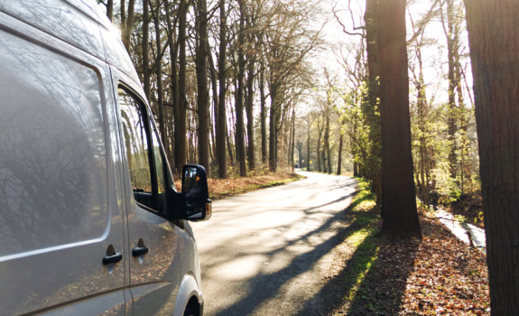 GLS van driving through rural area